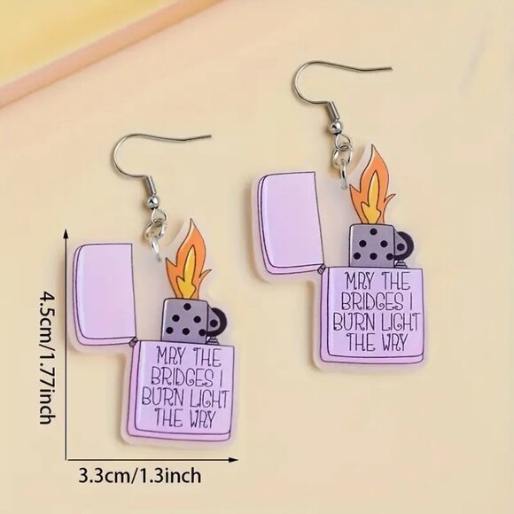 (5/$25 SALE ✅) Acrylic Lighter Design Flame Earrings - Picture 4 of 6